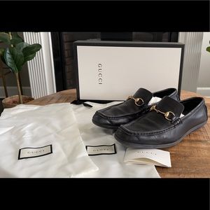 Men’s size 10 GUCCI horsebit black leather shoes
